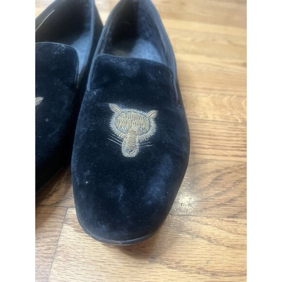 Incredible 1980s Brooks Brothers black velvet fox mask slippers loafers size 9 main image 4